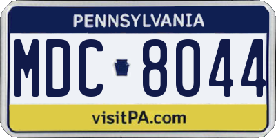 PA license plate MDC8044