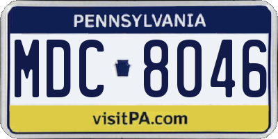 PA license plate MDC8046