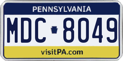 PA license plate MDC8049