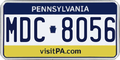 PA license plate MDC8056