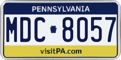 PA license plate MDC8057