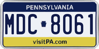 PA license plate MDC8061