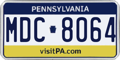 PA license plate MDC8064