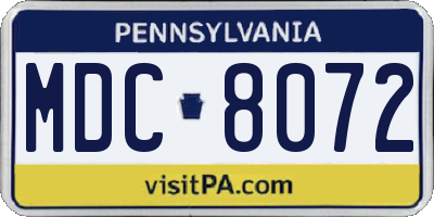 PA license plate MDC8072