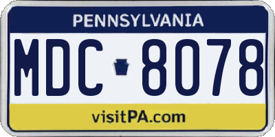 PA license plate MDC8078