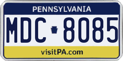 PA license plate MDC8085