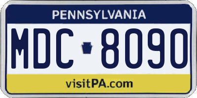 PA license plate MDC8090
