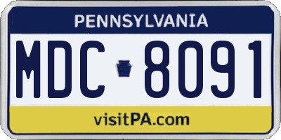 PA license plate MDC8091
