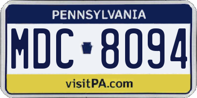 PA license plate MDC8094