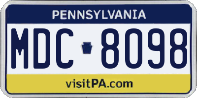 PA license plate MDC8098