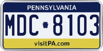 PA license plate MDC8103
