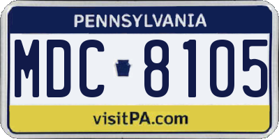PA license plate MDC8105