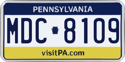 PA license plate MDC8109