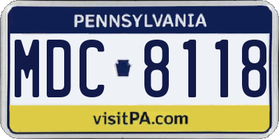 PA license plate MDC8118