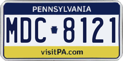 PA license plate MDC8121