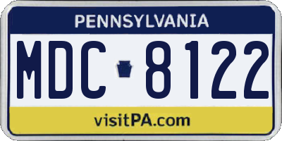 PA license plate MDC8122