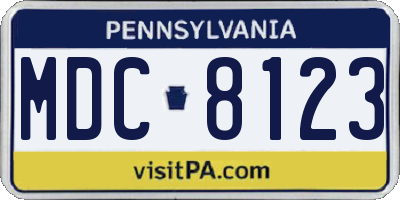 PA license plate MDC8123