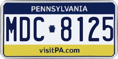 PA license plate MDC8125