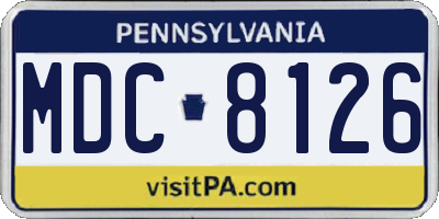PA license plate MDC8126