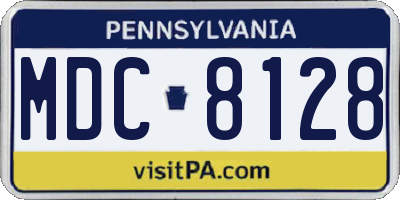PA license plate MDC8128
