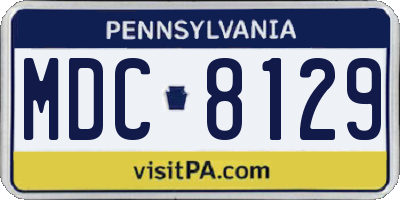 PA license plate MDC8129