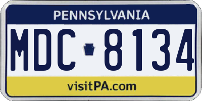 PA license plate MDC8134