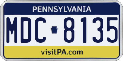 PA license plate MDC8135