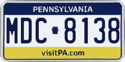 PA license plate MDC8138