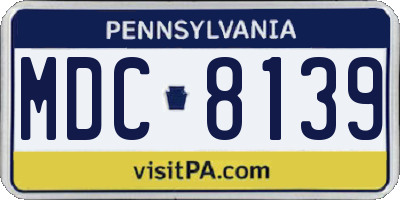 PA license plate MDC8139