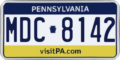 PA license plate MDC8142