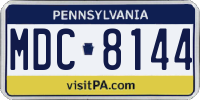 PA license plate MDC8144