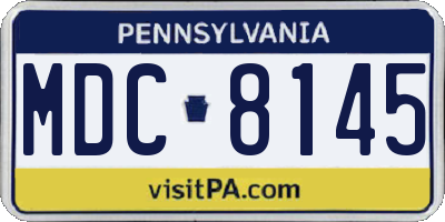 PA license plate MDC8145