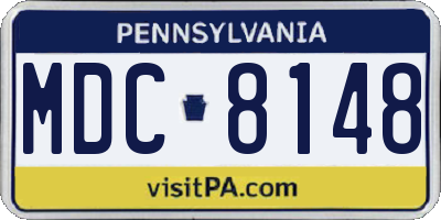 PA license plate MDC8148