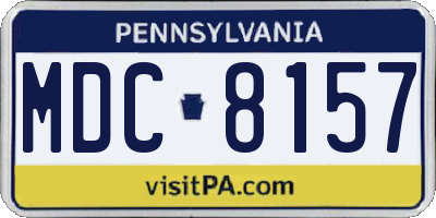 PA license plate MDC8157