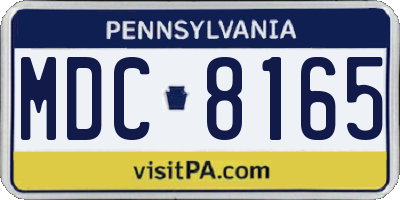 PA license plate MDC8165