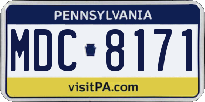 PA license plate MDC8171