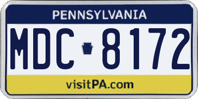 PA license plate MDC8172