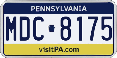 PA license plate MDC8175