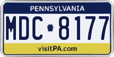 PA license plate MDC8177