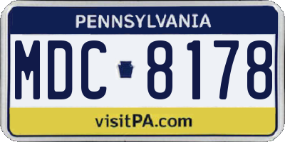 PA license plate MDC8178