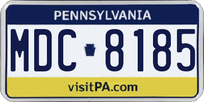 PA license plate MDC8185
