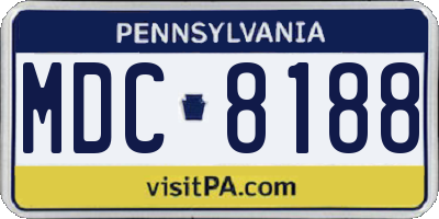 PA license plate MDC8188