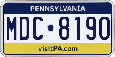PA license plate MDC8190