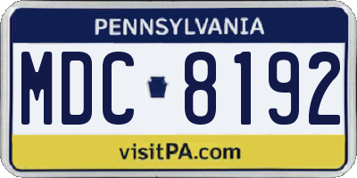 PA license plate MDC8192