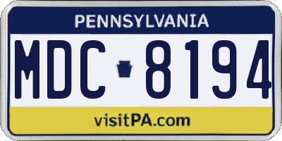 PA license plate MDC8194