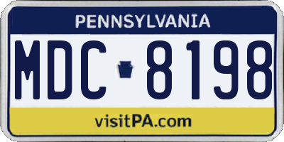 PA license plate MDC8198