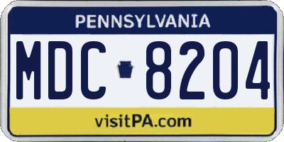 PA license plate MDC8204