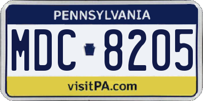 PA license plate MDC8205