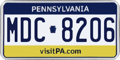 PA license plate MDC8206