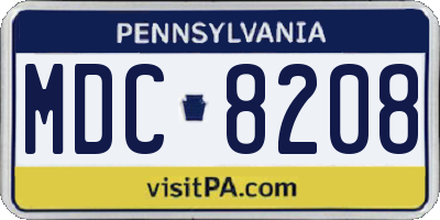 PA license plate MDC8208